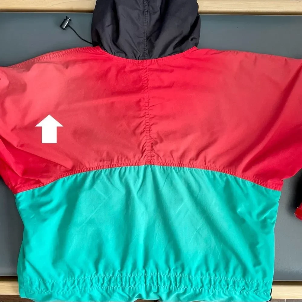 VTG Windy Pass Jacket Red Green Black North Face Anorak Pullover 80s